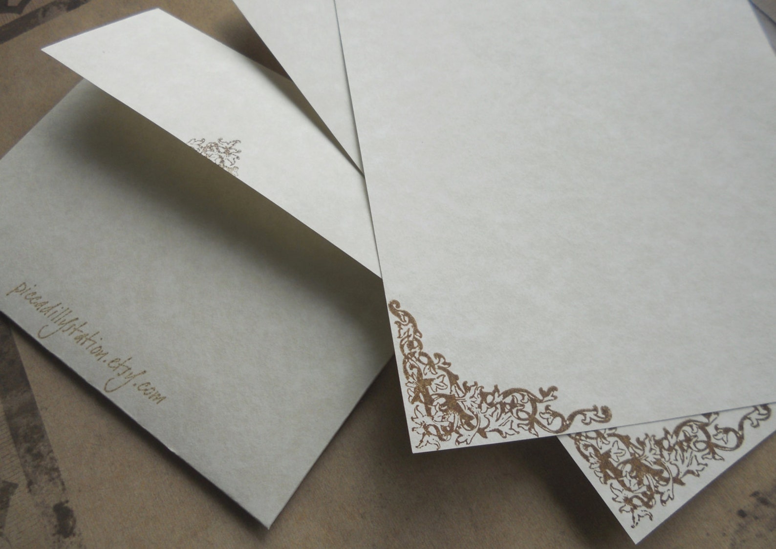 Parchment Paper Stationery Set. Writing Paper Hand Stamped Etsy