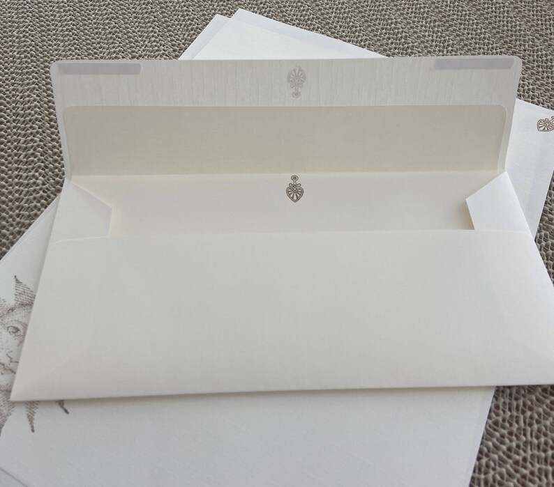 Hand made stationery set, writing paper with a mystic sun stamped on creamy, off-white writing paper, set of 30 pieces. image 5