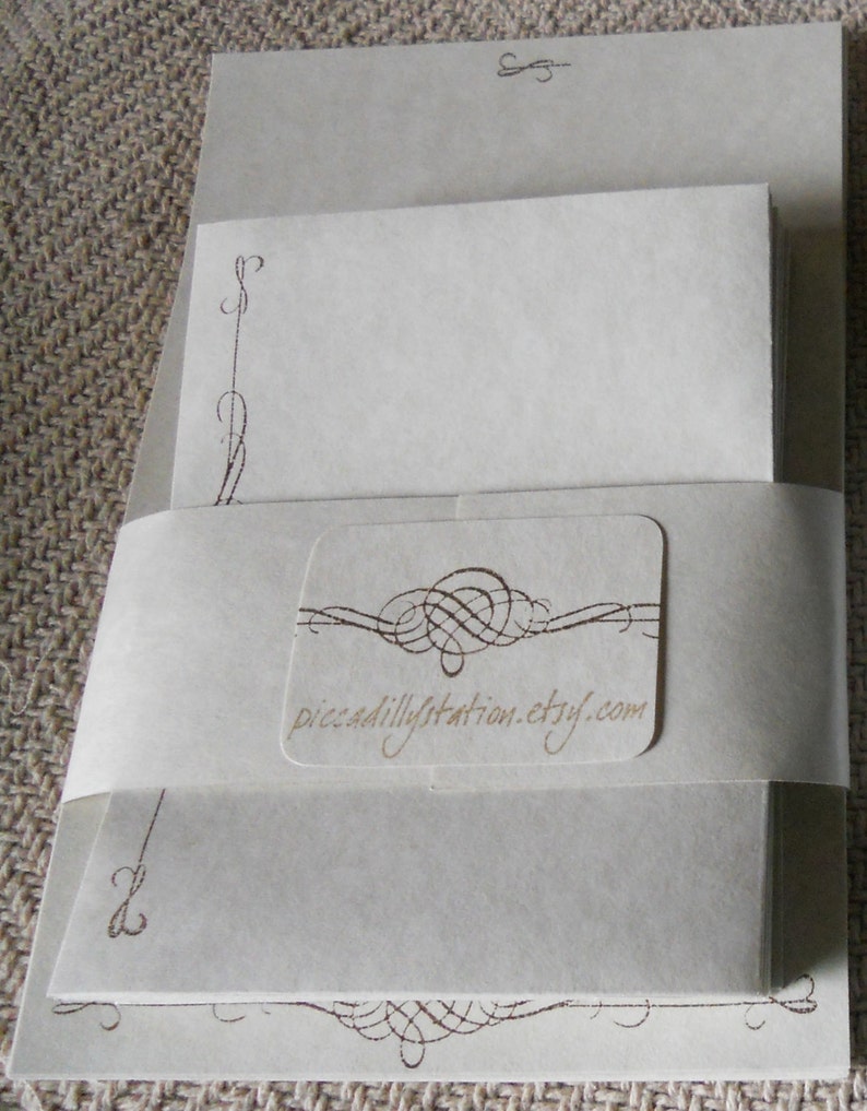 Parchment Paper Stationery Set. Writing Paper Hand Stamped Etsy