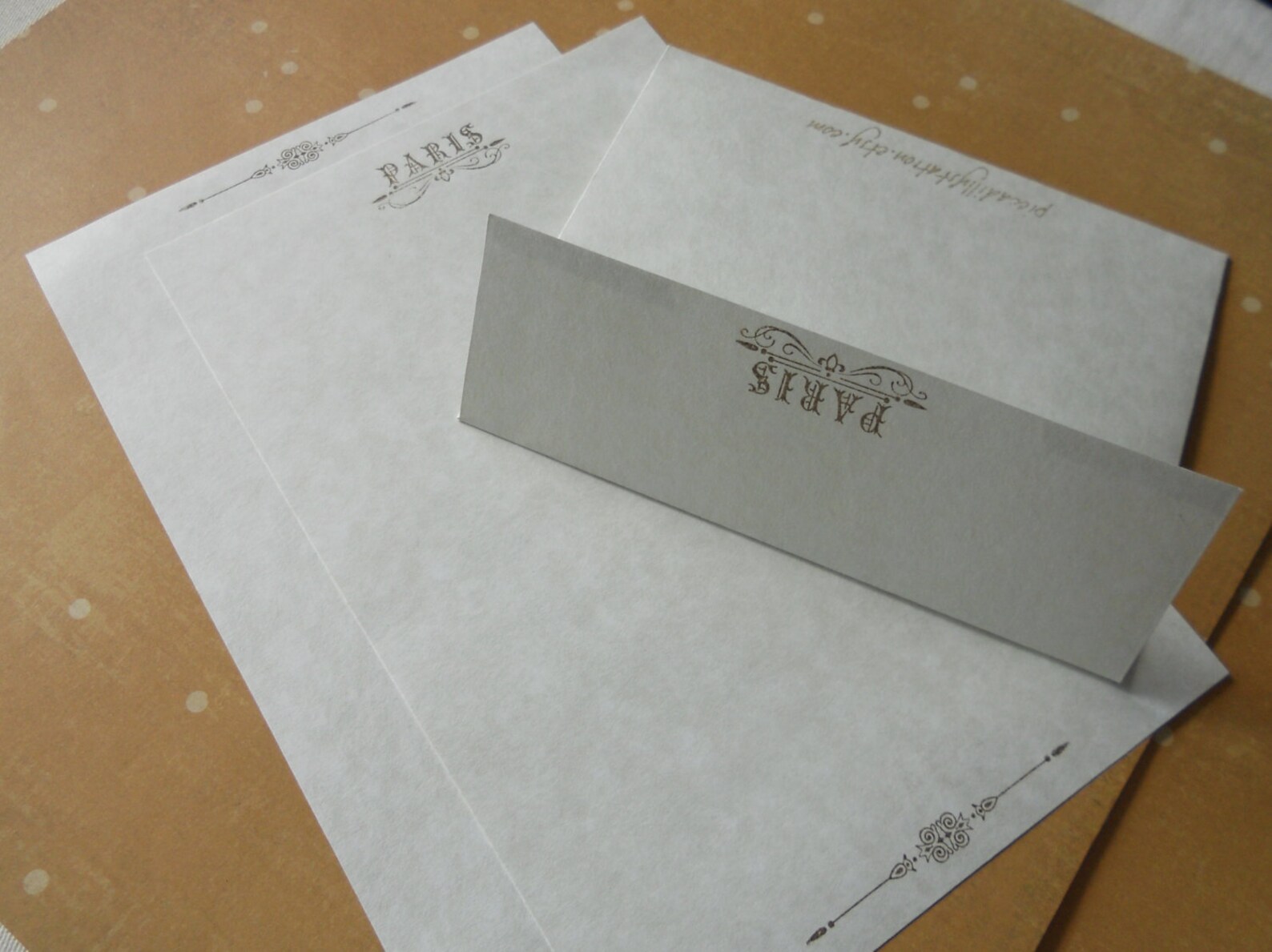 Vintage Parisian Parchment Paper Stationery Set. Writing Paper Etsy