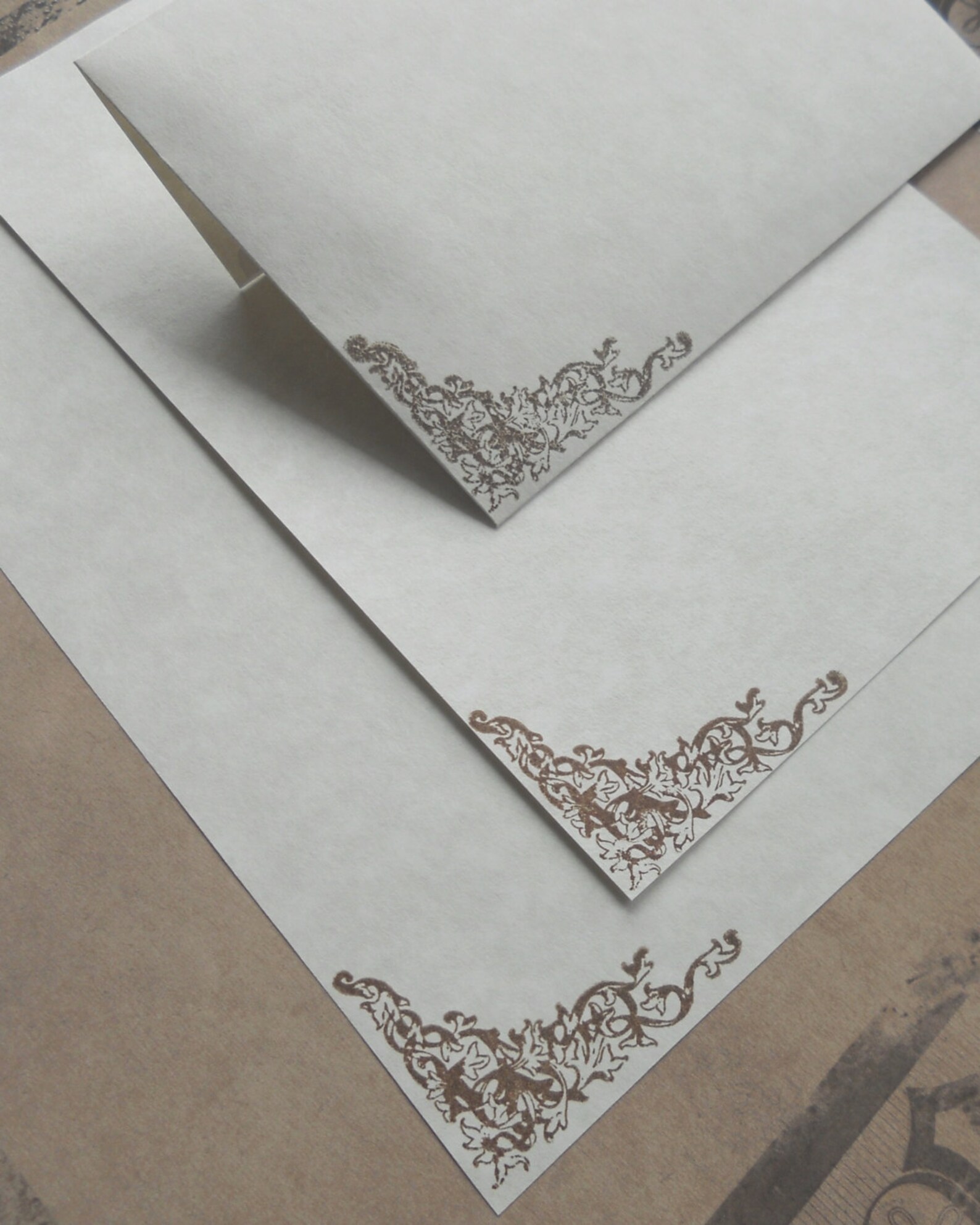Parchment Paper Stationery Set. Writing Paper Hand Stamped Etsy