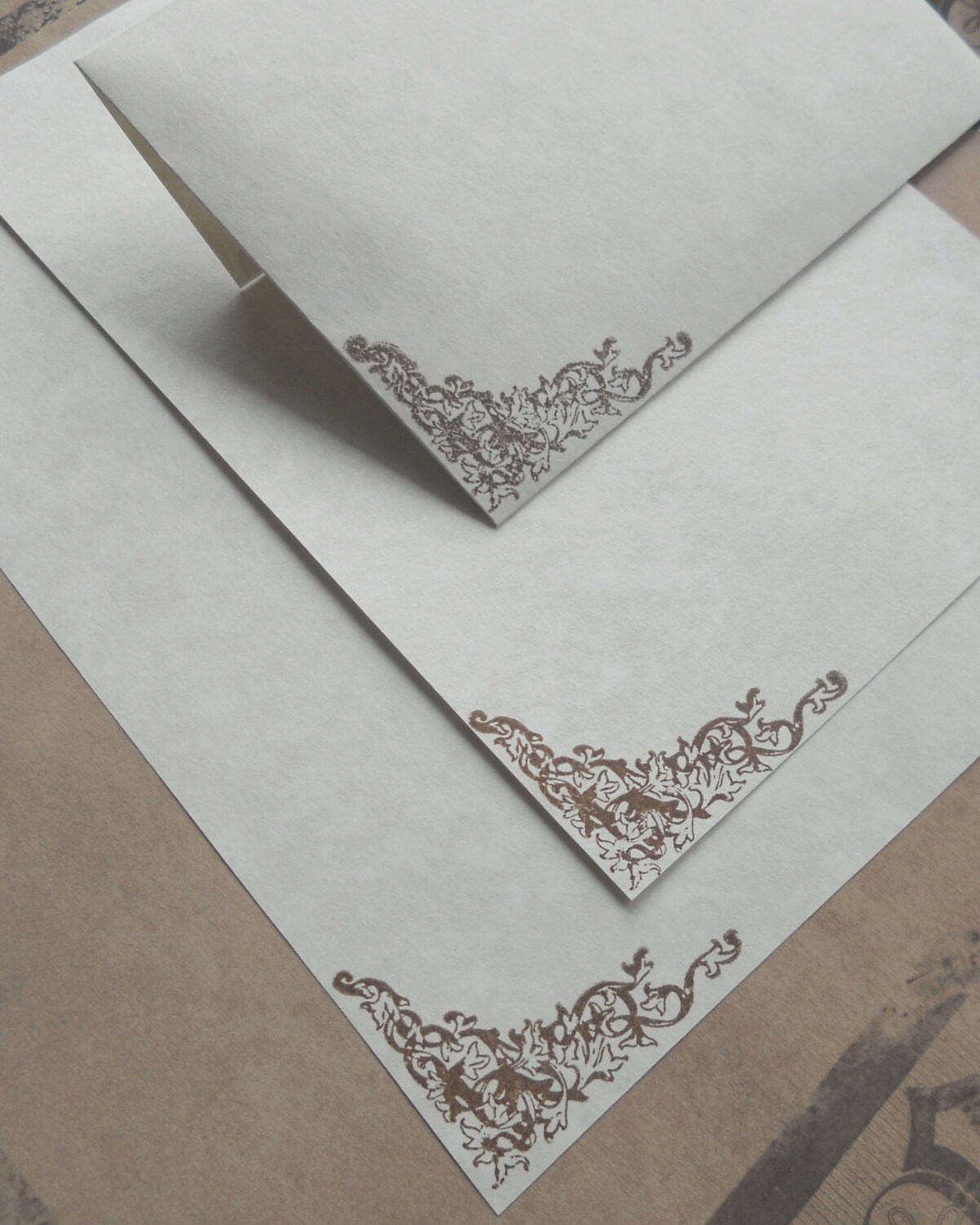 Parchment Paper Stationery Set. Writing Paper Hand Stamped Etsy