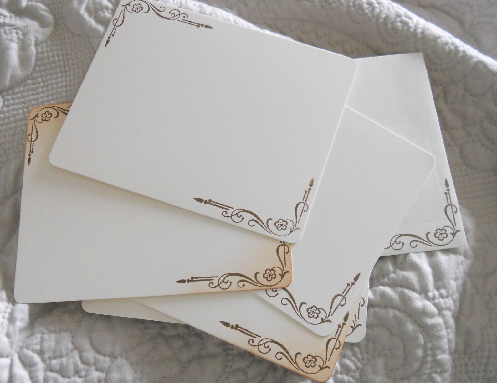 Old fashioned scroll stationery set vintage flat notecards | Etsy