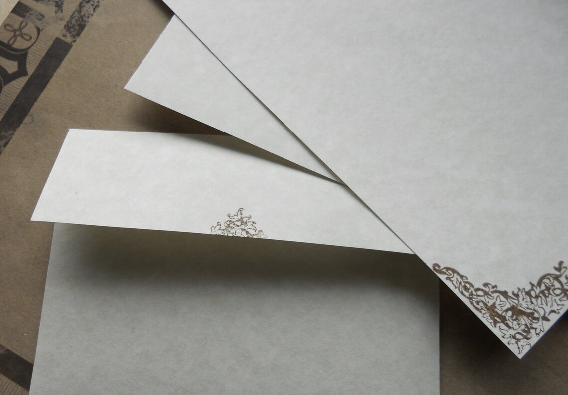 Parchment Paper Stationery Set. Writing Paper Hand Stamped Etsy