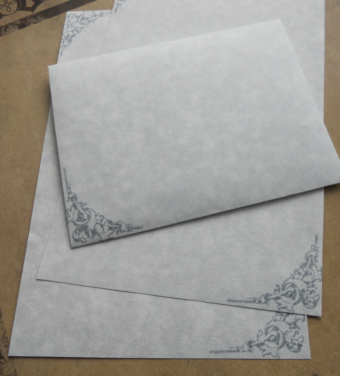 Blue Parchment Paper Stationery Set. Writing Paper Hand Etsy