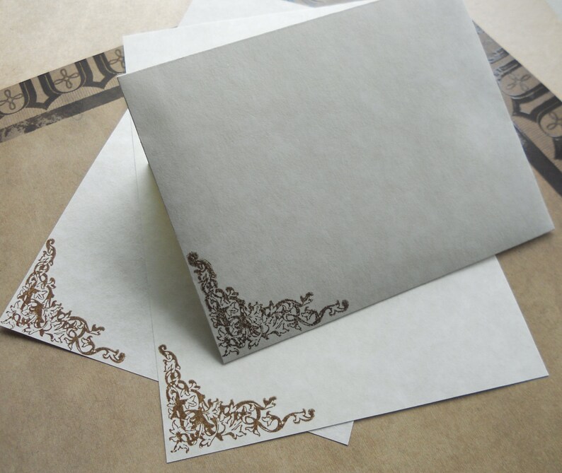 Parchment Paper Stationery Set. Writing Paper Hand Stamped Etsy
