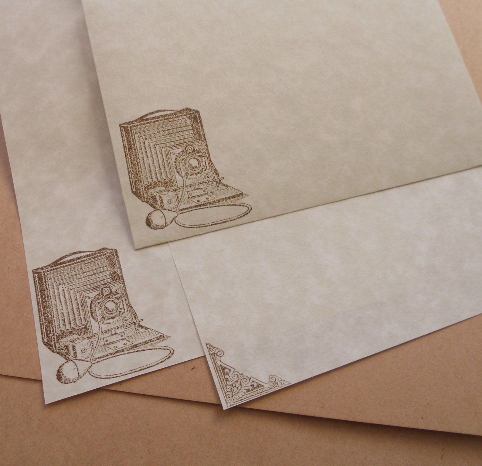 Parchment Paper Stationery Set Hand Stamped Writing Paper Etsy