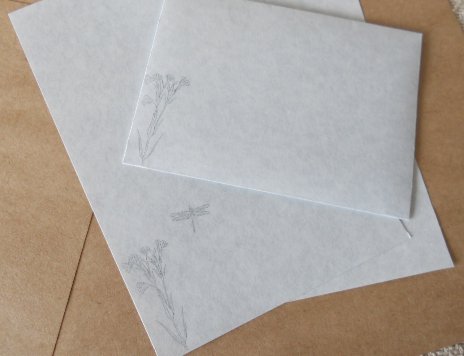 Blue Parchment Paper Stationery Set. Writing Paper Hand Etsy
