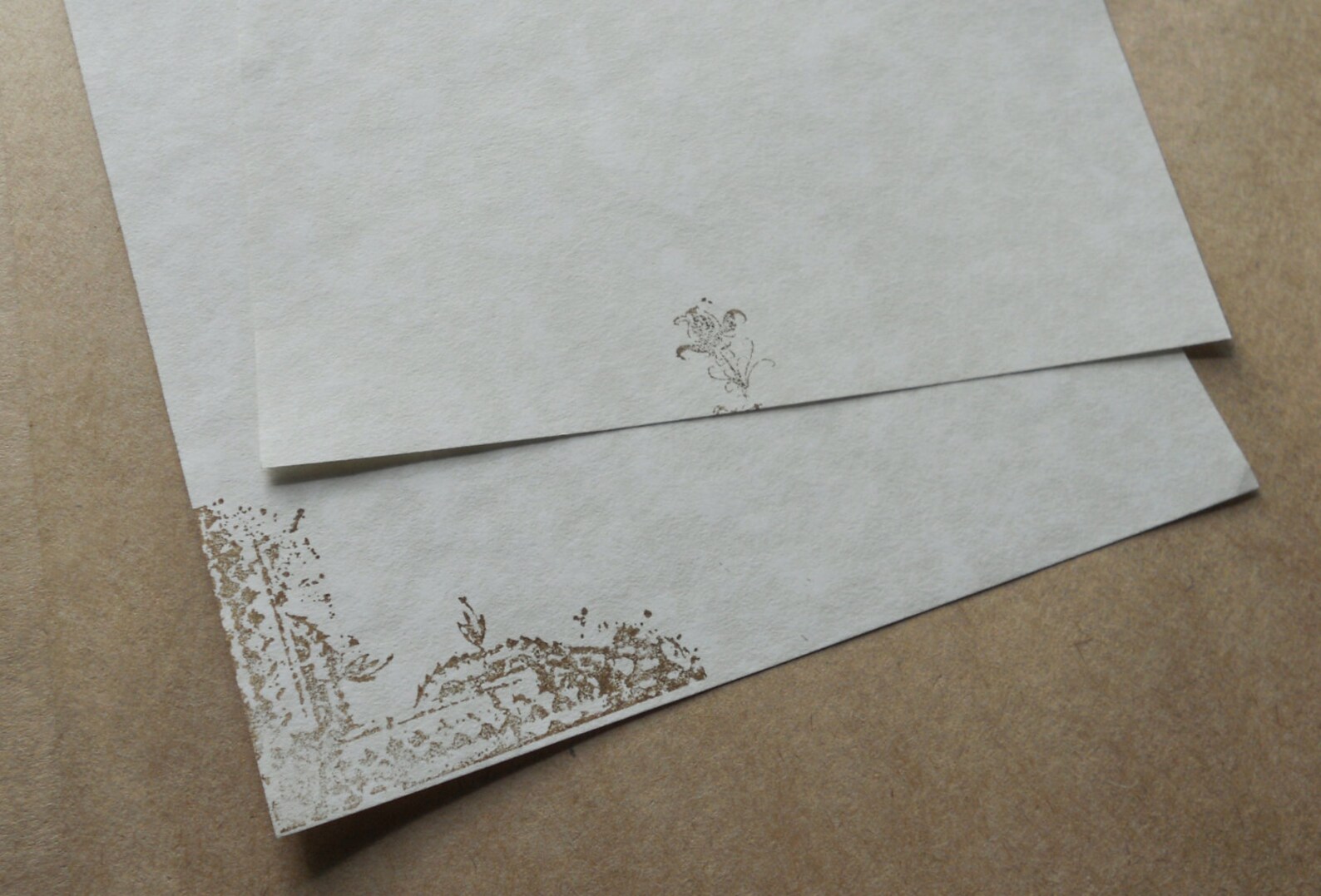 Parchment Paper Stationery Set. Writing Paper Hand Stamped Etsy