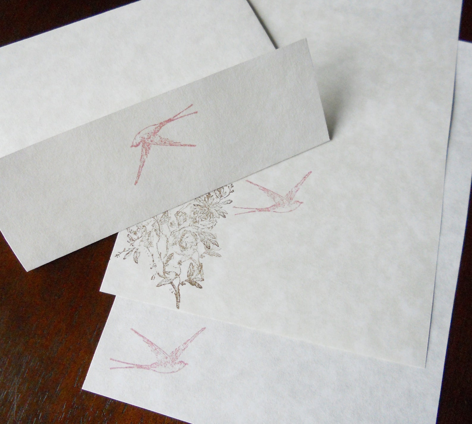 Parchment Paper Stationery Set. Writing Paper Hand Stamped Etsy