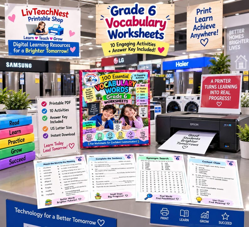 Activity Pags For Grade R Grade 6 Vocabulary Worksheets – 100 Essential Words, 10 Activities (PDF ...