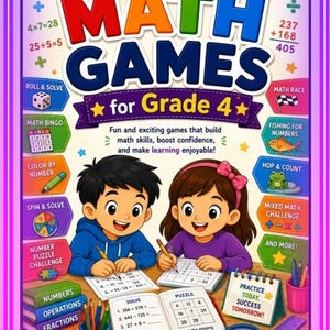 Grade 4 Math Games Printable Activities | Bingo, Roll & Solve (PDF ...