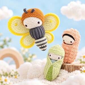 Cute Bug Crochet Pattern Bundle PDF, Butterfly Bee Fairy, Ladybug, Caterpillar, Kawaii Garden Amigurumi Dolls, Digital Download image 4