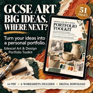 GCSE Art Portfolio Toolkit, Edexcel Art and Design Guide, 51-Page PDF With 6 Worksheets