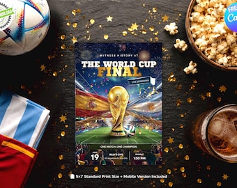 Einladung zur Public Viewing Party des WM-Finales 2026: Bearbeitbare FIFA-Poster-Einladung (Canva-Vorlage) – Digitaler Download