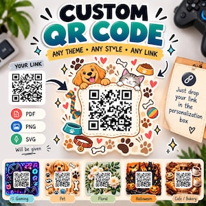 Individueller QR-Code, personalisierte Hintergründe, beliebiger Link (digitaler Download)