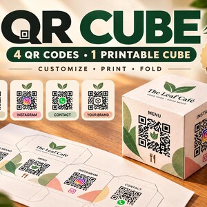 Custom QR Code Cube, 4-Side Business Display (Digital Download)
