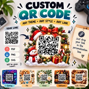 Código QR personalizado, fondos personalizados, cualquier enlace (descarga digital)