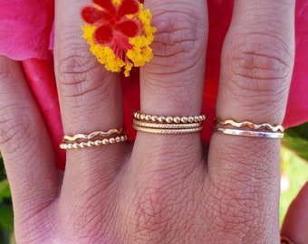 Stack Rings, Stackable Ring, Gold Ring band, hammered ring, Sterling ring