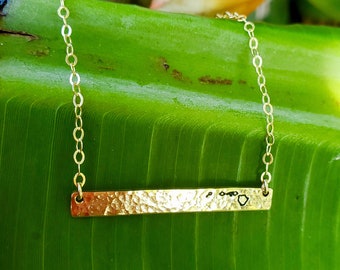 Hawaii Bar Necklace, Hammered Bar Necklace, Hawaiian Islands