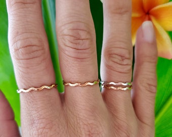 Wavy Ring, Stack Ring, Stackable Rings, Minimalist Ring Band