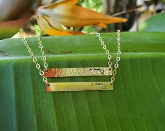 Hawaiian Islands Bar Necklace, Hawaii Necklace, stamped necklace, Hawaii stamped bar necklace, Aloha, Big island, Oahu, Maui, Kauai