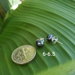 Black Pearl Studs, Pearl Stud Earrings image 8