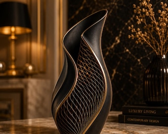Moderne Luxusvase (STL-Datei), abstraktes dekoratives 3D-Vasenmodell, elegante Wohndekoration (digitaler Download), druckbare Vase (STL-Datei), zeitgenössische Kunst
