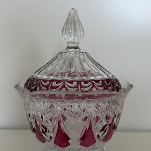 Vintage Ruby Flashed Kristall Candy Dish | Anna Hütte West Germany Mid Century