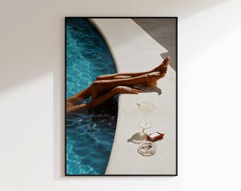 Vintage Pool Wall Art, Poolside Photography Print, Luxury Summer Decor, Old Money Pool Poster, Retro Resort Wall Art, Vintage Summer Print