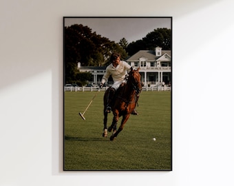 Polo Wall Art, Vintage Equestrian Photography, Old Money Horse Print, Country Club Decor, Luxury Sporting Artwork, Classic Polo Print
