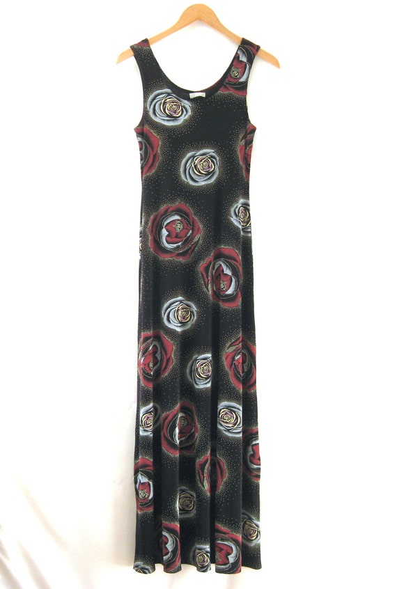 rose print maxi dress