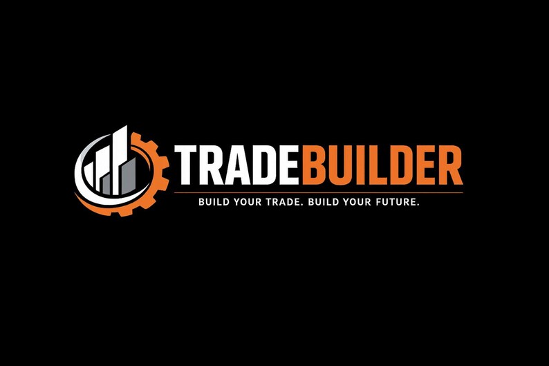 May include: A logo featuring the text TRADEBUILDER in white and orange, with the tagline BUILD YOUR TRADE. BUILD YOUR FUTURE. below it. To the left is a circular icon with an orange gear outline, white swoosh, and three grey vertical bars.