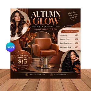Fall Into My Chair Flyer Template, Editable Canva Fall Event Flyer, Autumn Party Poster, Printable Digital Download, Instant Download