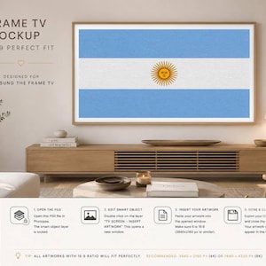 Väggkonst med Argentinas flagga för Samsung The Frame TV | Fotbolls-VM 2026 | Digital nedladdning | 4K och 8K Canvastextur | Frame TV-dekor