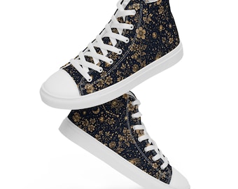 Sneakers Constellations Fleurs - Baskets All-Over Céleste Floral - Chaussures Astro Nature Femme Homme Unisexe