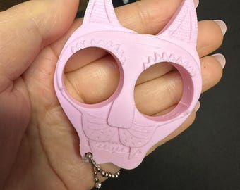 Girly safety keychain cat shaped pink