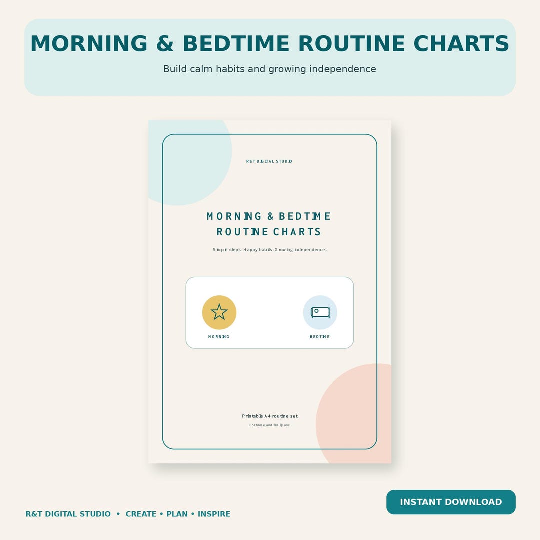 Monring Routine Download Pdf Kids Morning & Bedtime Routine Charts | Printable Daily Tracker (A4 PDF ...