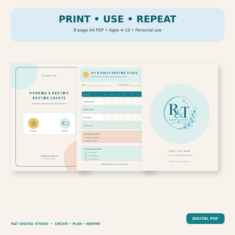 Monring Routine Download Pdf Kids Morning & Bedtime Routine Charts | Printable Daily Tracker (A4 PDF ...