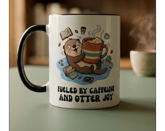 Taza de café con diseño de nutria adorable - Taza divertida con detalle de nutria - Regalo para amantes del café - Taza de té con diseño de animales - Taza de café retro suave y estética - Regalo para ella