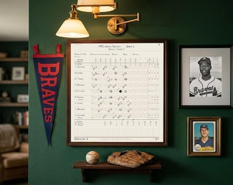 Impression personnalisée de la feuille de match des Braves, lettrage à la main pour n'importe quel match des Braves, décoration murale Braves, cadeau pour les fans des Braves, téléchargement numérique