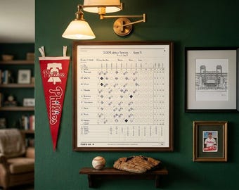 Feuille de match personnalisée des Phillies, lettrage à la main pour n'importe quel match des Phillies, décoration murale, cadeau pour les fans des Phillies, téléchargement numérique