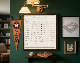 Impression personnalisée de la feuille de match des Astros, lettrage à la main pour n'importe quel match des Astros, décoration murale Astros, cadeau pour les fans des Astros, téléchargement numérique