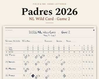 Padres Win the 2026 NL Wild Card Series, Game 2 Scorecard Print vs Cubs, San Diego Padres Baseball Wall Art Gift (Digital Download)