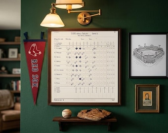 Carte de score personnalisée pour papa (Red Sox), cadeau de baseball calligraphié à la main, cadeau pour la fête des pères (Red Sox), téléchargement numérique