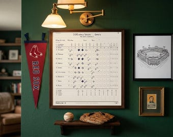 Impression personnalisée de la feuille de match des Red Sox, lettrage à la main pour n'importe quel match des Red Sox, décoration murale Red Sox, cadeau pour les fans des Red Sox, téléchargement numérique