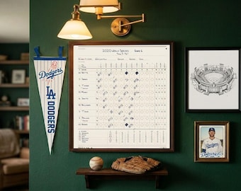 Carte de score personnalisée pour la fête des pères des Dodgers, cadeau de baseball calligraphié à la main, téléchargement numérique