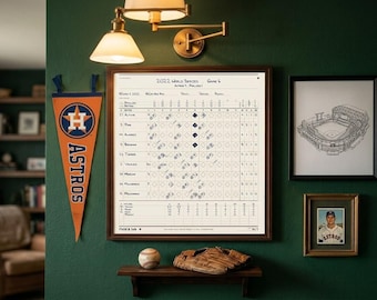 Feuille de score du match des Astros pour bébé, illustration personnalisée pour chambre d'enfant sur le thème du baseball, cadeau de naissance Astros, téléchargement numérique