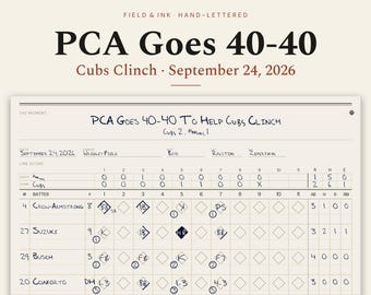 PCA réalise un sans-faute (40-40) et contribue à la victoire des Cubs : affiche Pete Crow-Armstrong, cadeau déco murale baseball des Cubs (téléchargement numérique)