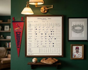 Feuille de score du match des Cardinals pour bébé, illustration personnalisée pour chambre d'enfant sur le thème du baseball, cadeau de naissance Cardinals, téléchargement numérique